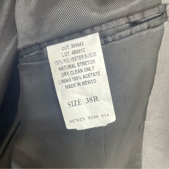 Andrew Fezza Blazer Men's 38R Black Polyester Suede Classic Stretch - Picture 5 of 10